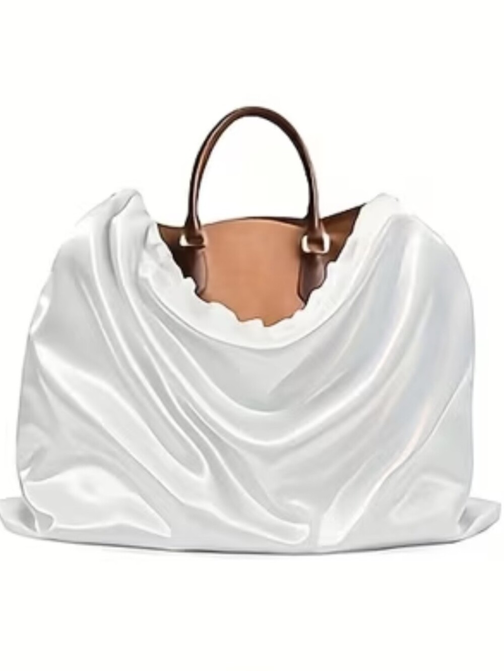 White Drawsting Dust Jacket Bag Purse 15" x 12" Satiny Finish New